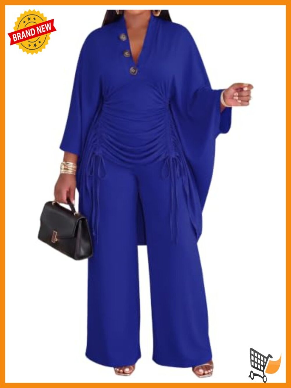 Women's 2 Piece Set Batwing Sleeve Top Wide Leg Pants Party Outfit